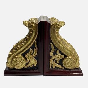 Acanthus Leaf Bookends Ornate Gold Home Decor Library‎ Accents Display